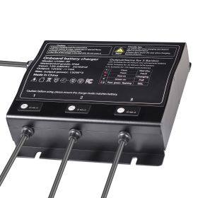 Marine Battery Charger, 3-Bank, 10A 12V Onboard Boat Charger, IP68 Waterproof Smart On-Board Battery Charger, for Lithium-Ion (LiFePO4), NCM