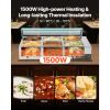Commercial Food Warmer, 1500W Electric Stainless Steel Steam Food Warmer with Glass Cover