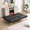 sofa bed, Stainless steel chair leg, PVC, black