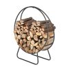 Black Sand Pattern Single Layer 4 Feet Long 24 Inches High With Arrow Style Indoor And outdoor iron fireplace firewood stand