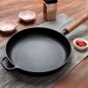 WANGYUANJI 11.8"Cast Iron Frying Pan, Non-stick Pan, Uncoated Pancake Skillet, Steak Frying Pan, with Wooden Handle, Household For All Stove