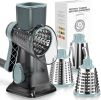 Rotary Cheese Grater Hand Crank Transparent - Shredder Slicer Grinder 3 Stainless Steel Blades, Stable Suction, Labor-Saving Handle
