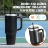 40 oz Insulated Water Bottle, Stainless Steel Sports Coffee Cup with Lid, Handheld Travel Coffee Mug Double Walled, Camping Hydration Flask Leakp