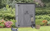 Outdoor 5.3ft Hx4.6ft L Wood Storage Shed Tool Organizer; Garden Shed; Storage Cabinet with Waterproof Asphalt Roof; Double Lockable Doors; 3-tie