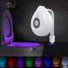1pc Motion Activated Toilet Night Light; 8 LED Vibrant Color Options; Flexible Sizing For Standard Or Elongated Toilet Bathroom; Outdoor Travel A